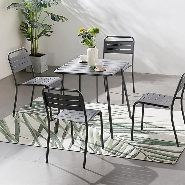 CONCEPT USINE - Table carrée 4 places 70x70cm gris foncé BERGAME - large