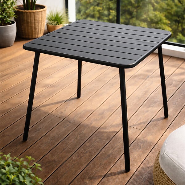 CONCEPT USINE - Table carrée 4 places 70x70cm gris foncé BERGAME - large