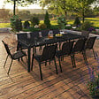 ID MARKET - Salon de jardin MADRID table 240 CM et 10 chaises empilables noir - vignette