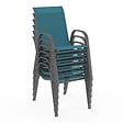 ID MARKET - Salon de jardin MADRID table 150 CM et 6 chaises empilables bleu canard - vignette