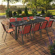 ID MARKET - Salon de jardin MADRID table 240 CM et 10 chaises empilables terracotta et gris - vignette