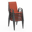 ID MARKET - Salon de jardin MADRID table 240 CM et 10 chaises empilables terracotta et gris - vignette