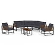 ID MARKET - Salon de jardin bas RIO 8 places salon d'angle structure métal gris anthracite, cordage effet rotin avec coussins gris - vignette