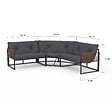 ID MARKET - Salon de jardin bas RIO 8 places salon d'angle structure métal gris anthracite, cordage effet rotin avec coussins gris - vignette