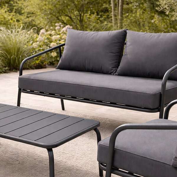CONCEPT USINE - Salon de jardin 4 places gris foncé BERGAME - large