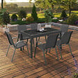 ID MARKET - Salon de jardin MADRID table extensible plateau gris 135-270 CM et 12 chaises empilables gris anthracite - vignette