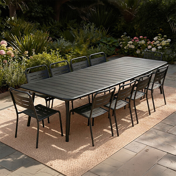 CONCEPT USINE - Ensemble table de jardin 234 cm et 10 chaises BERGAME $ - large
