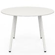 ID MARKET - Salon de jardin bas ARONA 4 places en acier blanc et coussins beiges avec canapé, fauteuils et table - vignette