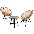 ID MARKET - Salon de jardin IZMIR table et 2 fauteuils oeuf cordage effet rotin - vignette