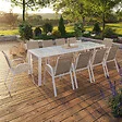ID MARKET - Salon de jardin MADRID table 240 CM et 10 chaises empilables blanc et beige - vignette