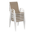 ID MARKET - Salon de jardin MADRID table 240 CM et 10 chaises empilables blanc et beige - vignette