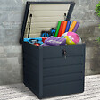 ID MARKET - Coffre de rangement métal verrouillable gris anthracite pour jardin 200L 68x62,5x63 cm - vignette
