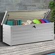 ID MARKET - Coffre de rangement métal verrouillable gris clair pour jardin 600L 165x70x63 cm - vignette