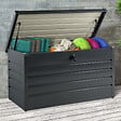 ID MARKET - Coffre de rangement métal verrouillable gris anthracite pour jardin 350L 120x62,5x63 cm - vignette