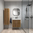 SWISS AQUA TECHNOLOGIES - Delano 60x56x45 cm meuble de salle de bain mural sous lavabo, chêne mat (DELANO60ZDBU) - vignette