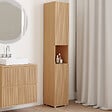 ID MARKET - Meuble colonne salle de bain VICTOR 2 portes 1 niche effet lattes - vignette