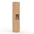 ID MARKET - Meuble colonne salle de bain VICTOR 2 portes 1 niche effet lattes - vignette