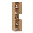 ID MARKET - Meuble colonne salle de bain VICTOR 2 portes 1 niche effet lattes - vignette