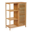 ID MARKET - Meuble de rangement salle de bain bambou BEA 3 étagères avec placard - vignette