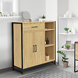 ID MARKET - Meuble de rangement salle de bain DETROIT 1 tiroir 2 portes placard et étagères design industriel - vignette