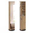 ID MARKET - Meuble colonne pivotante de salle de bain avec miroir, placard et étagères hêtre et noir ELIA - vignette