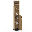 ID MARKET - Meuble colonne pivotante de salle de bain avec miroir, placard et étagères hêtre et noir ELIA - vignette