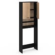 ID MARKET - Meuble étagères de rangement dessus machine à laver et WC WALLIS noir et bois façon hêtre - vignette