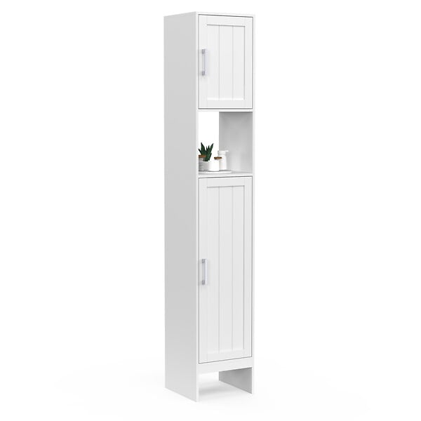 ID MARKET - Meuble colonne salle de bain WALDO 2 portes blanc - large