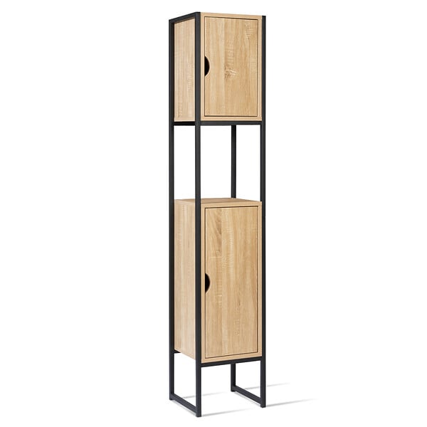 ID MARKET - Meuble colonne salle de bain DETROIT 2 portes design industriel - large