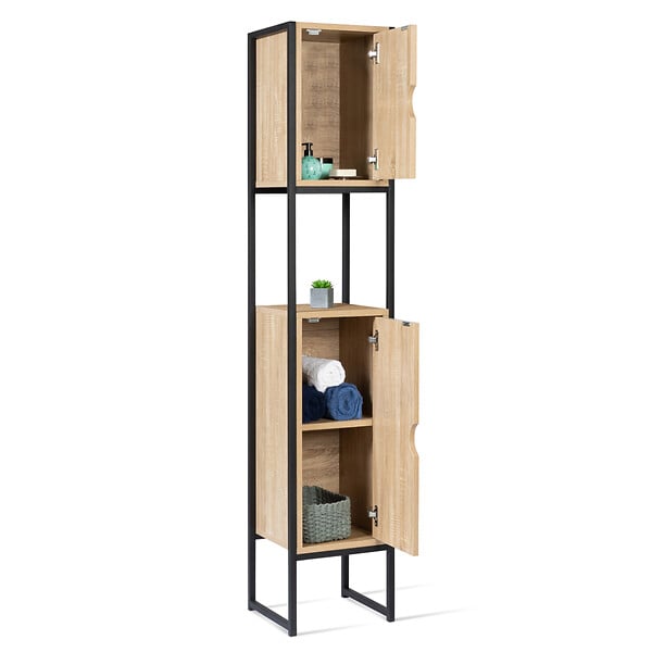 ID MARKET - Meuble colonne salle de bain DETROIT 2 portes design industriel - large
