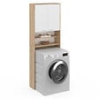 ID MARKET - Meuble étagères de rangement dessus machine à laver et WC WALLIS blanc et hêtre - vignette