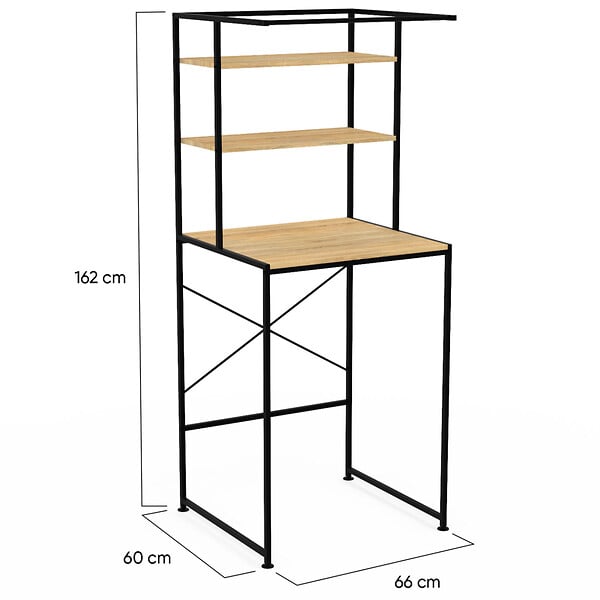 ID MARKET - Meuble étagères de rangement dessus machine à laver DETROIT design industriel - large