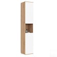 ID MARKET - Meuble colonne salle de bain suspendu TOMI 2 portes 1 niche façon hêtre et blanc - vignette