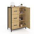 ID MARKET - Commode de rangement salle de bain DETROIT 3 tiroirs 1 placard design industriel - vignette