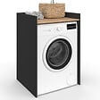 ID MARKET - Meuble armoire pour machine à laver ou sèche linge WALLIS noir et hêtre - vignette