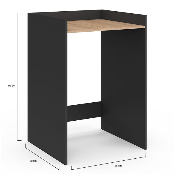 ID MARKET - Meuble armoire pour machine à laver ou sèche linge WALLIS noir et hêtre - large