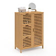 ID MARKET - Meuble de rangement salle de bain bambou BEA 3 tiroirs avec placard - vignette