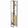 ID MARKET - Meuble colonne salle de bain DETROIT 1 porte avec miroir et étagères design industriel - vignette