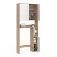 ID MARKET - Meuble étagère dessus WC WALLIS bois façon hêtre et blanc - vignette