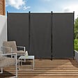 ID MARKET - Paravent intérieur et extérieur sur pieds 3 panneaux 250 x 180 cm gris anthracite séparateur store latéral - vignette