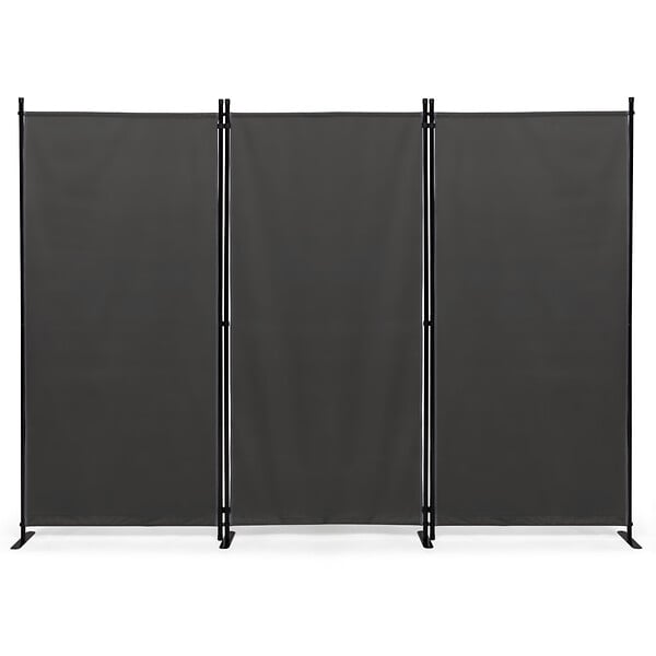 ID MARKET - Paravent intérieur et extérieur sur pieds 3 panneaux 250 x 180 cm gris anthracite séparateur store latéral - large