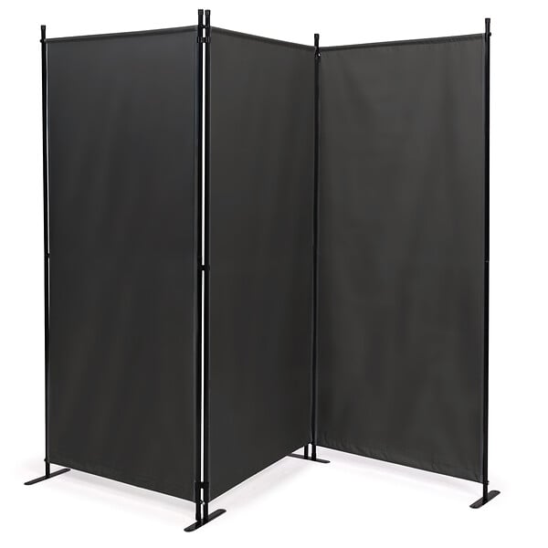 ID MARKET - Paravent intérieur et extérieur sur pieds 3 panneaux 250 x 180 cm gris anthracite séparateur store latéral - large
