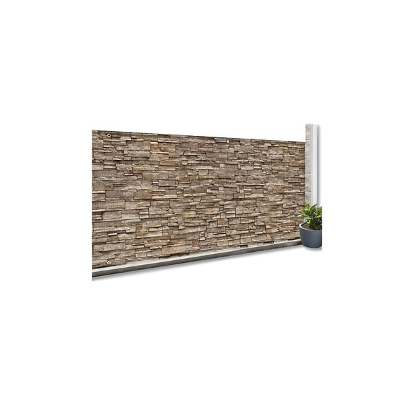 ID MARKET - Brise vue occultant 1,2 x 10 M motif pierre marron 160 gr/m² - large