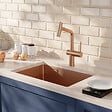 CERAMIA - Timeless 55x45x21 cm évier sous plan en inox 304 + mitigeur inox avec douchette extractible, cuivre brossé (TMLKSU-5545BCP-M1) - vignette