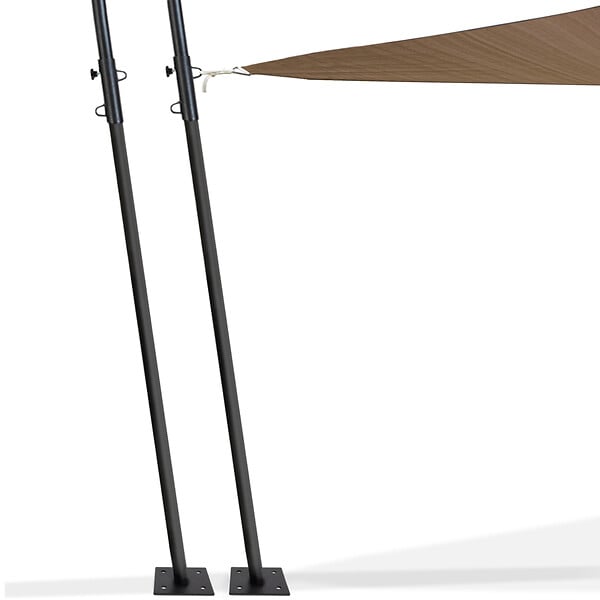 ID MARKET - Lot de 2 mâts de fixation réglables pour voile d'ombrage H.220 CM poteaux et bases acier - large