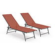 ID MARKET - Lot de 2 transats de jardin inclinables KAILUA en acier gris anthracite et toile terracotta - vignette
