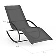 ID MARKET - Lot de 2 chaises longues - transat de jardin à bascule MALAWI gris anthracite et toile grise - vignette