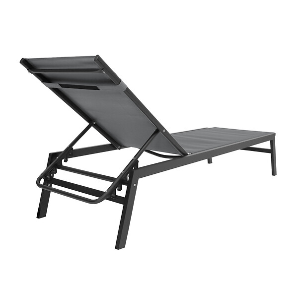 ID MARKET - Lot de 2 transats de jardin inclinables en aluminium SINTRA gris anthracite et noir - large