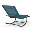 ID MARKET - Lot de 2 chaises longues - transat de jardin à bascule MALAWI gris anthracite et toile bleu canard - vignette