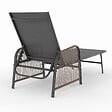 ID MARKET - Lot de 2 transats de jardin inclinables RIO en acier gris anthracite, cordage effet rotin avec accoudoirs et toile grise - vignette